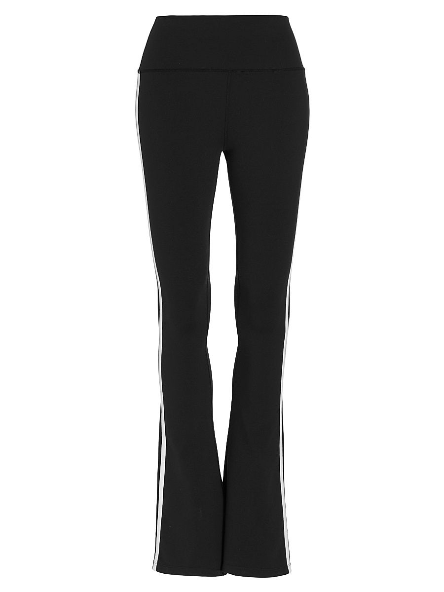 Women's Raquel Double-Stripe Flare Yoga Pants - Black White - Size XL