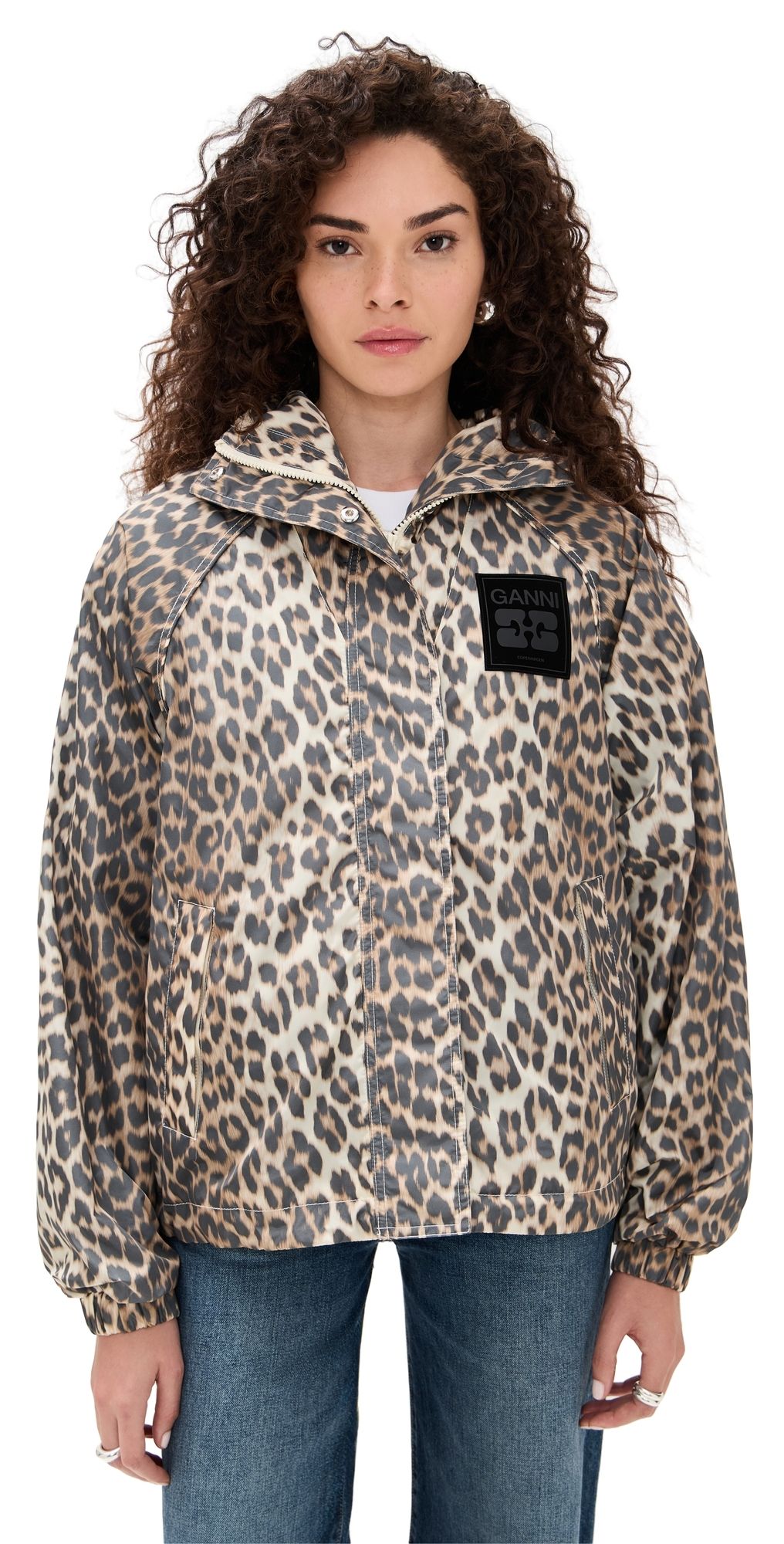 GANNI Flyweight Nylon Jacket Almond Milk S/M