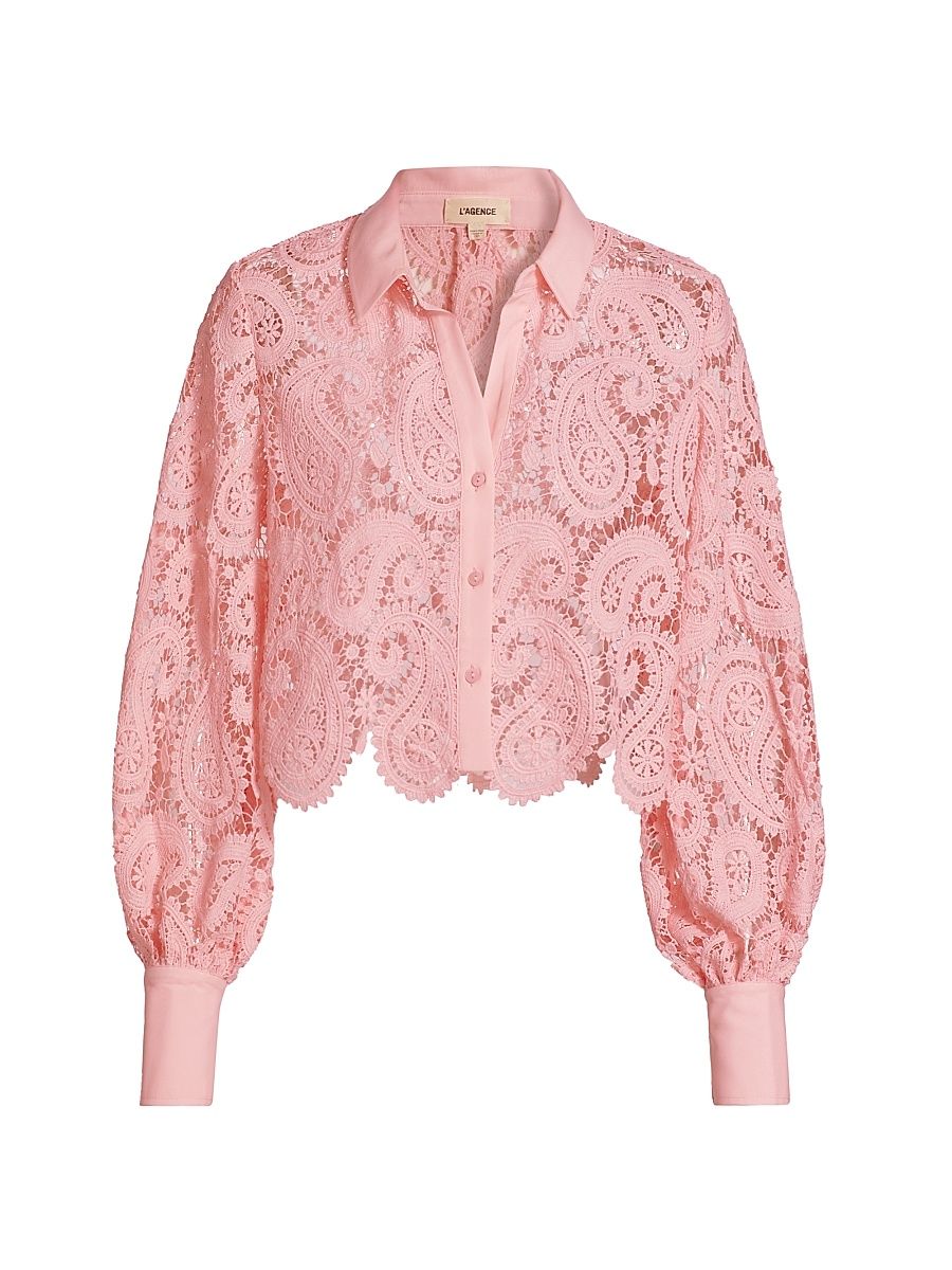 Women's Odelia Lace Blouse - Blush - Size Small