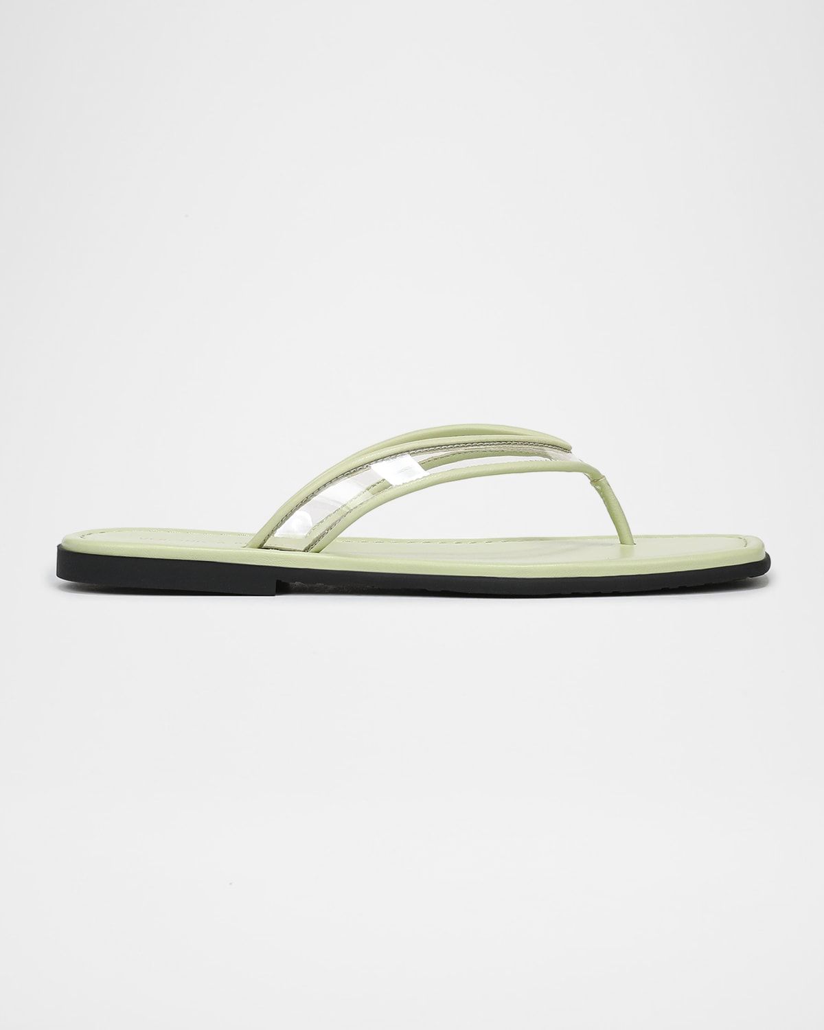 Clea Leather-Trimmed Jelly Thong Sandals