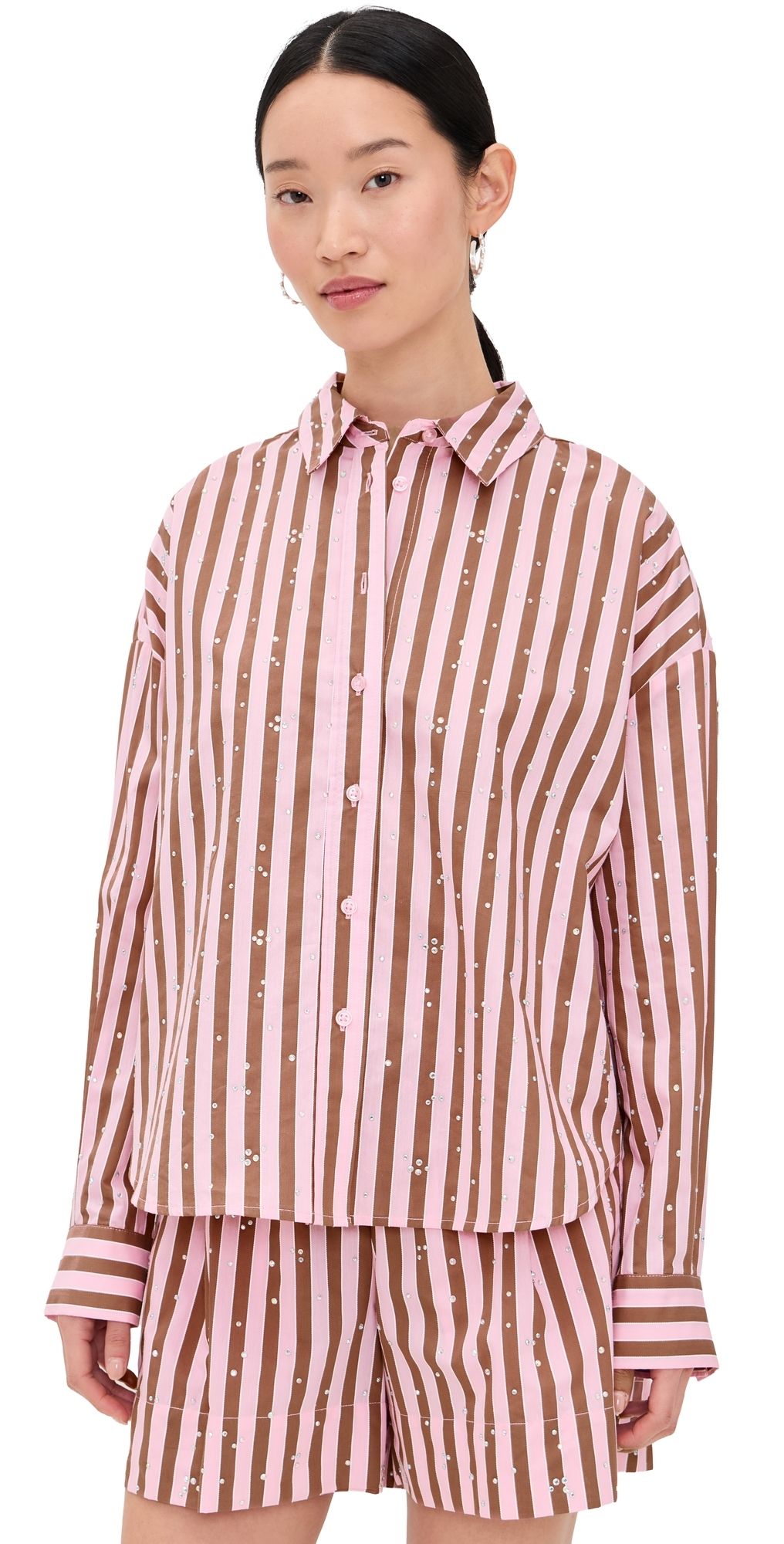 ESSENTIEL ANTWERP Jelief Rhinestone Shirt Combo1 Young Rose 38