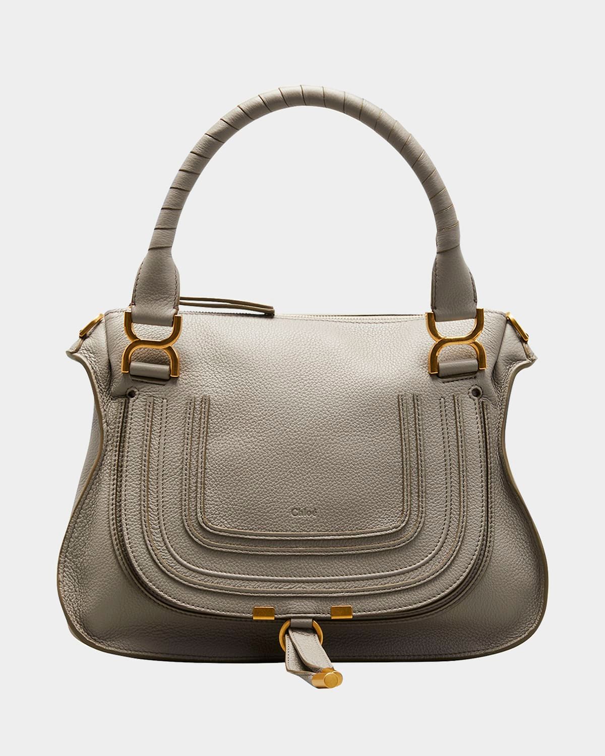Marcie Medium Double Carry Satchel Bag in Grained Leather