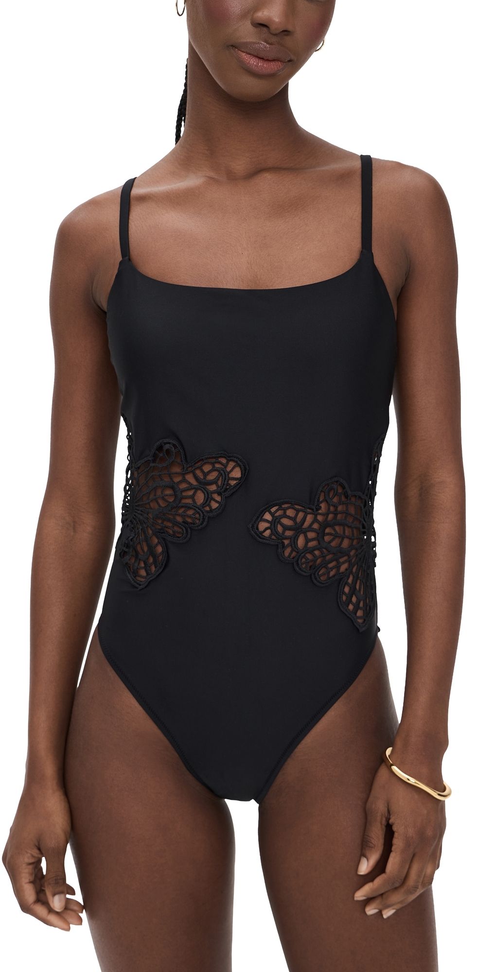 L'AGENCE Remi Butterfly Crochet One Piece Black L