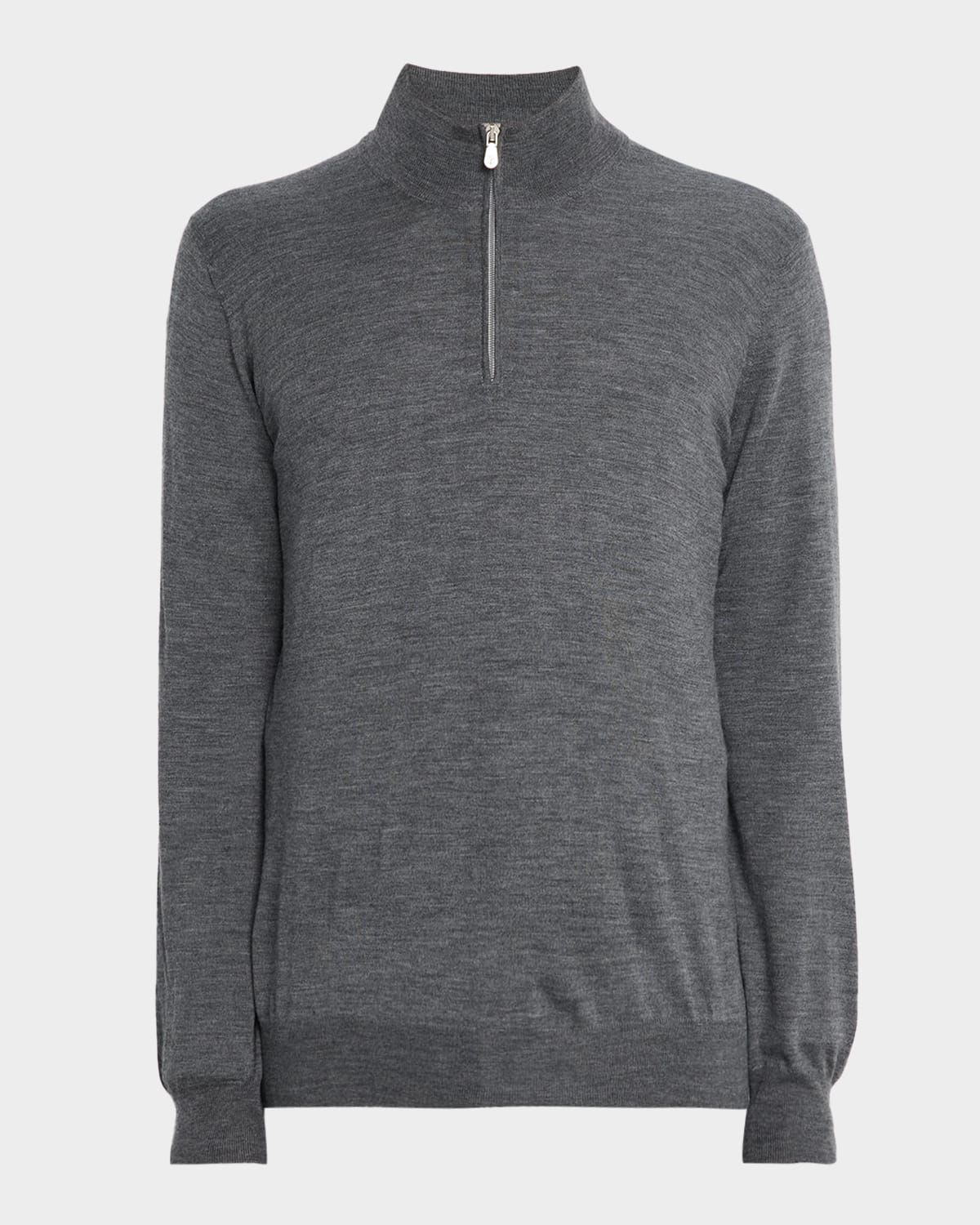 Men & apos;s Wool-Cashmere Half Zip Pullover Sweater