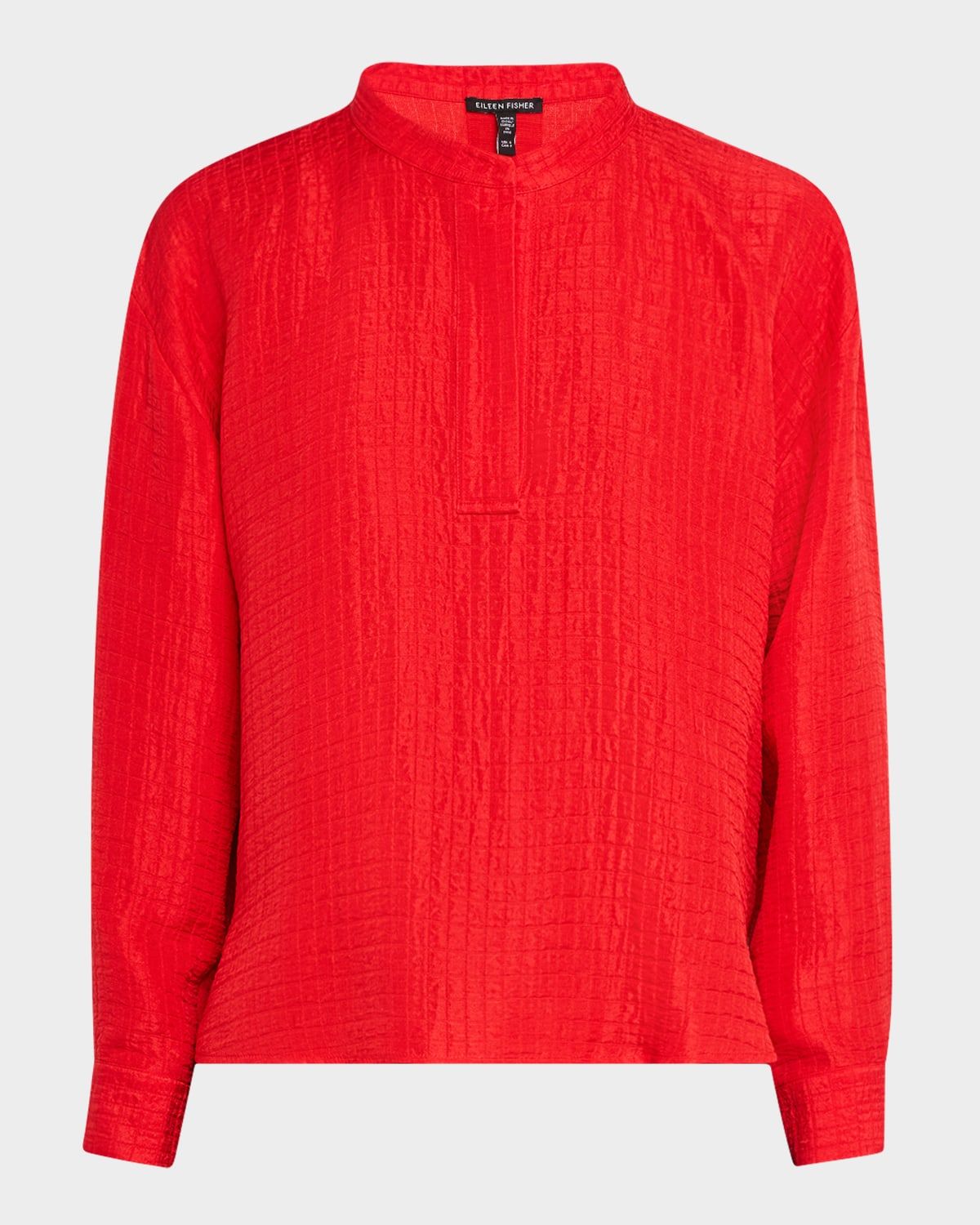 Textured Silk-Organic Linen Top