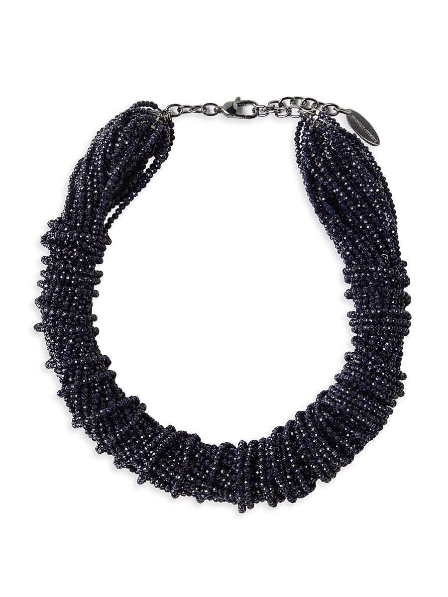 Women's Blue Sandstone and Sterling Silver Choker - Night