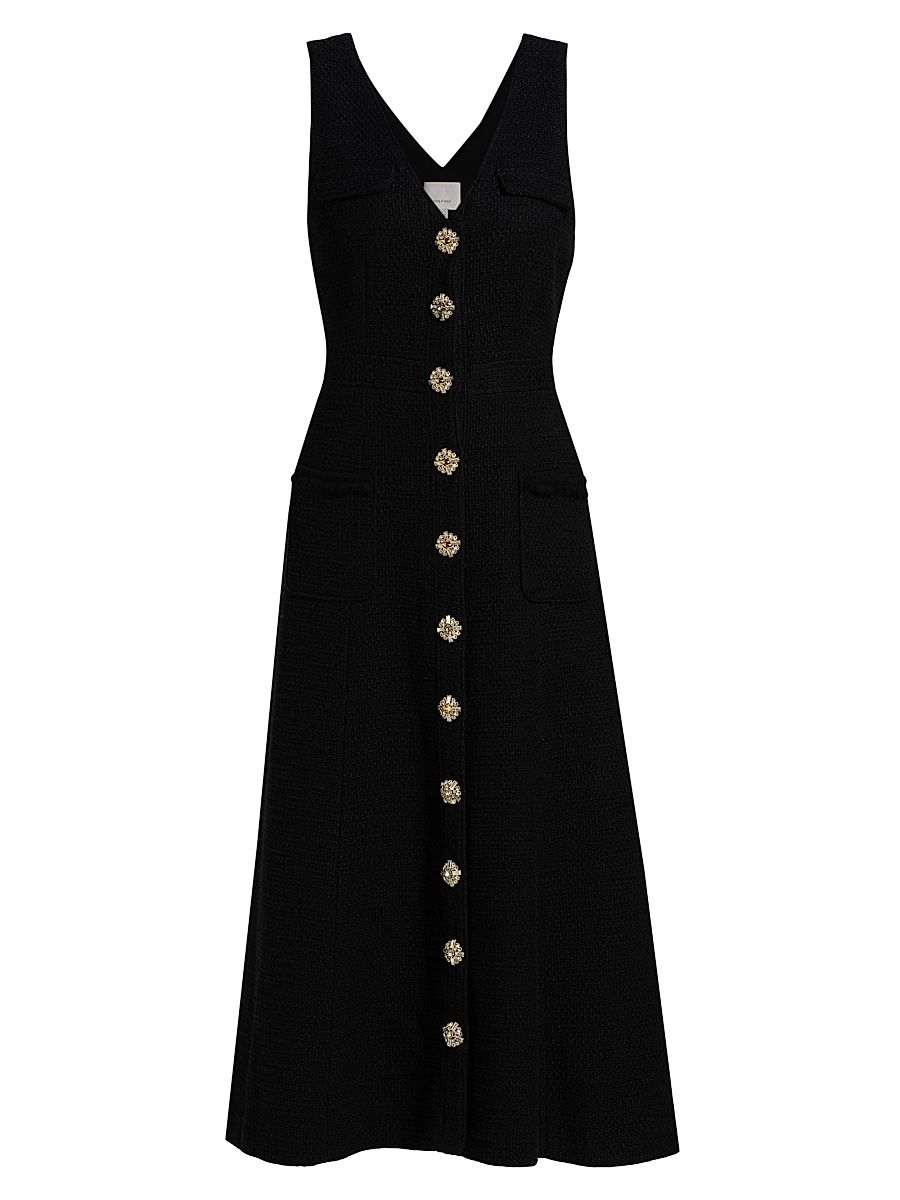 Women's Linda Cotton Sleeveless Midi-Dress - Black - Size 2