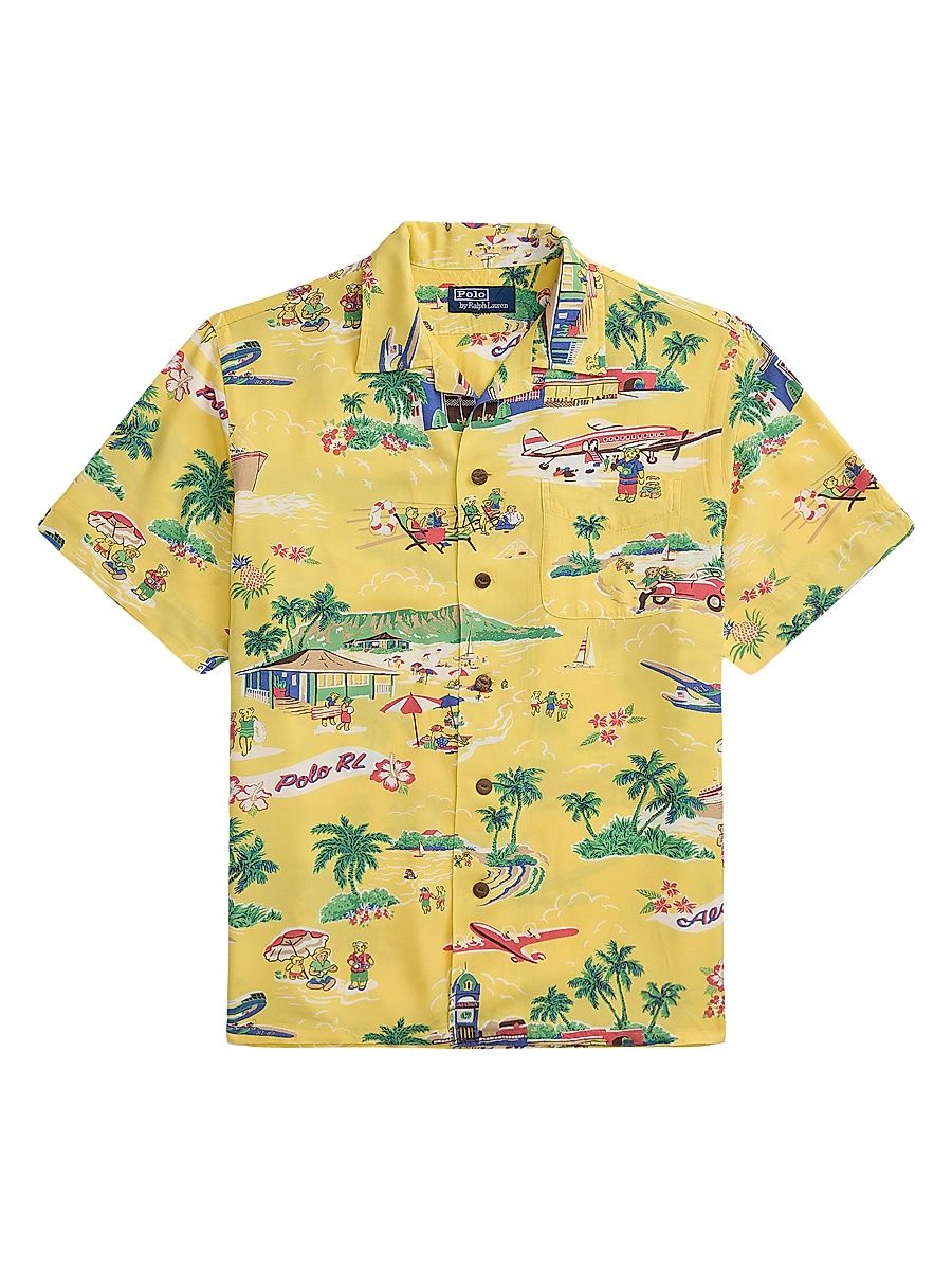 Men's Classic-Fit Polo Bear Camp Shirt - Holiday Bear - Size XS