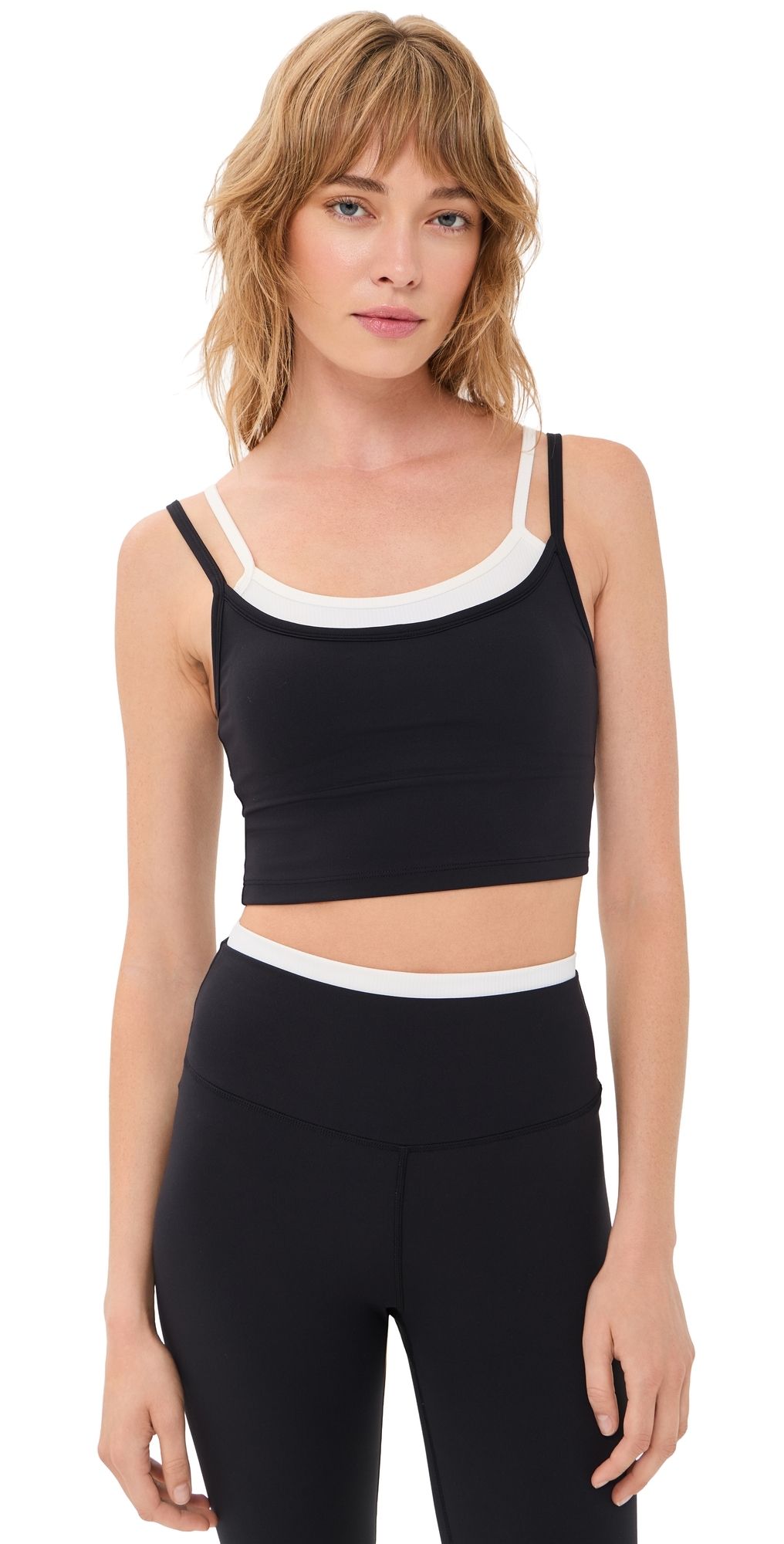 Terez Flex Active Ribbed Layered Tank Black L