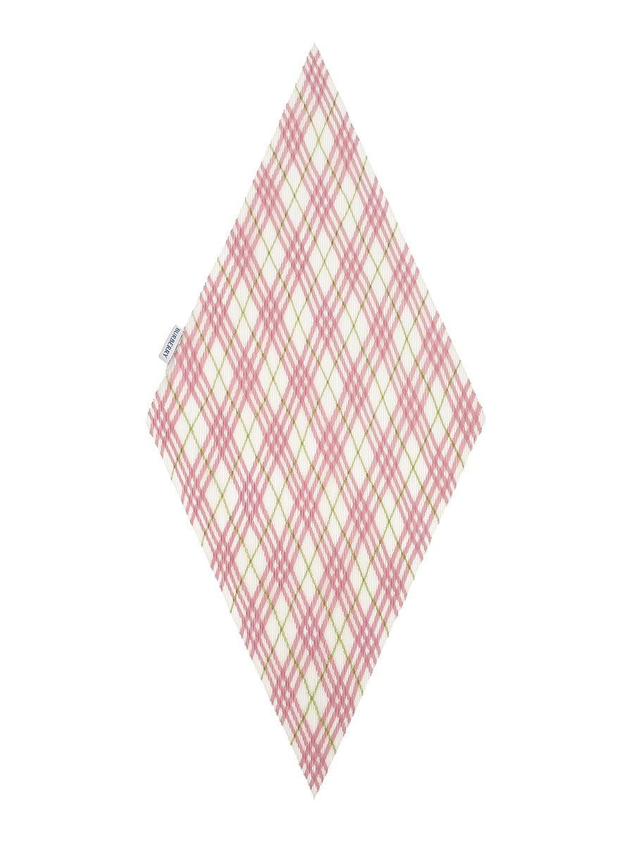 Women's Sheer Plissé Checked Losange Scarf - Carnation Pink