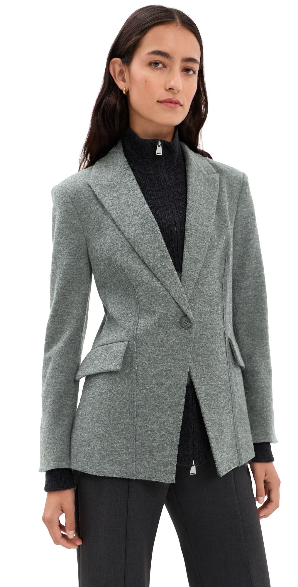 SIMKHAI Auden Knit Combo Blazer Dark Charcoal 6