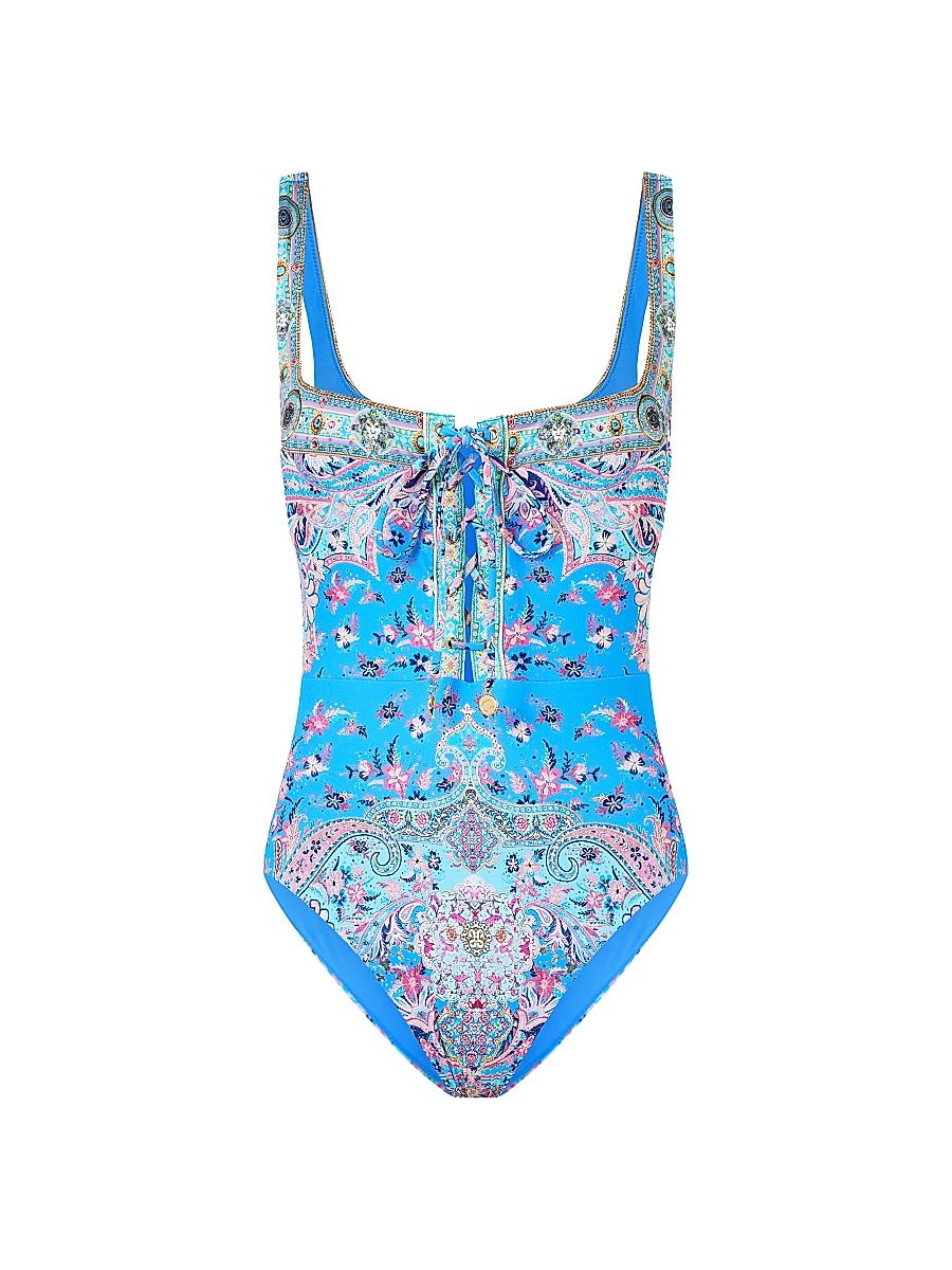 Women's Floral Underwire One-Piece Swimsuit - Footsteps In Folklore - Size Small