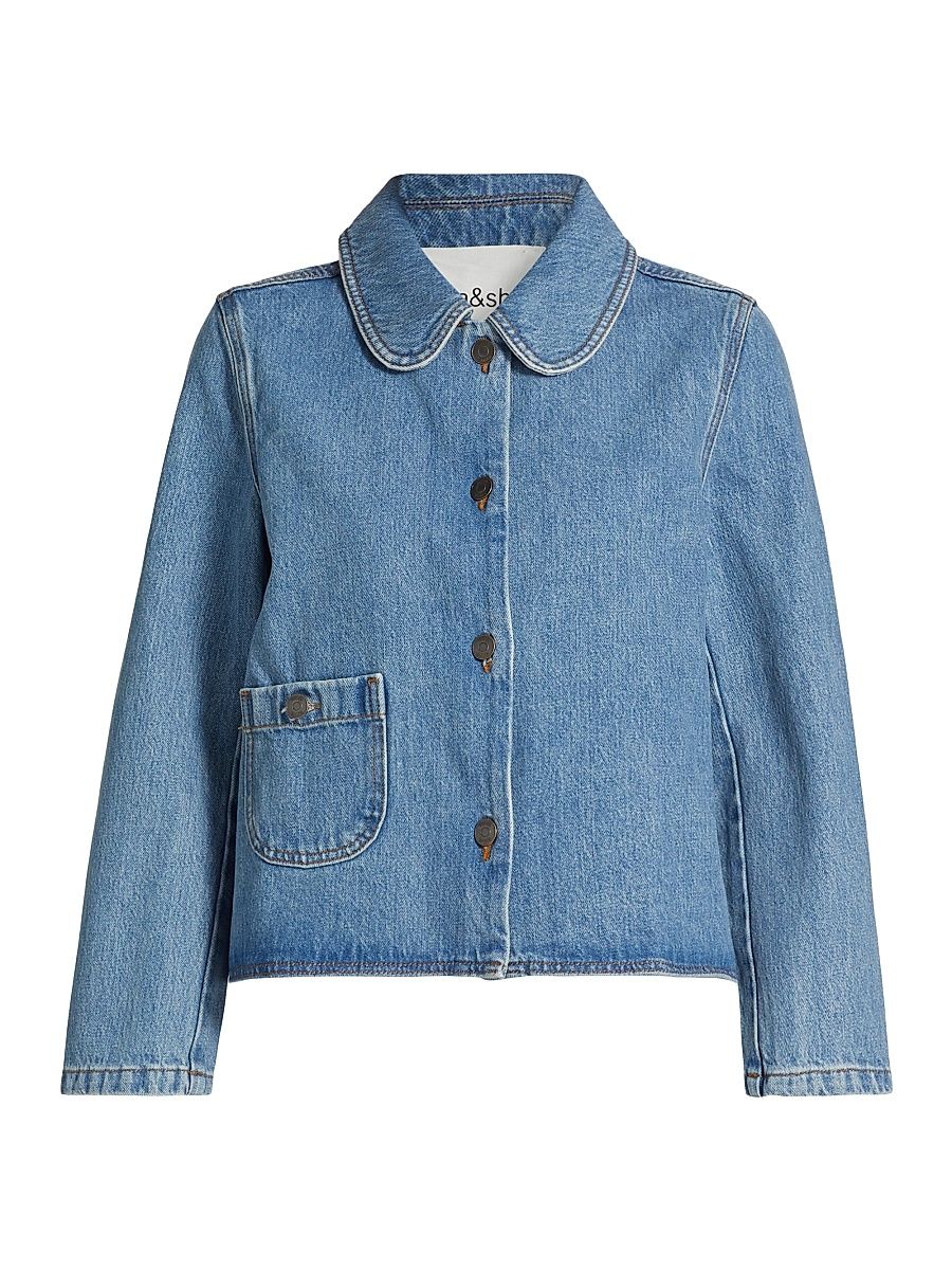 ba & sh Women's Tiny Denim Jacket - Blue Jeans - Size Large