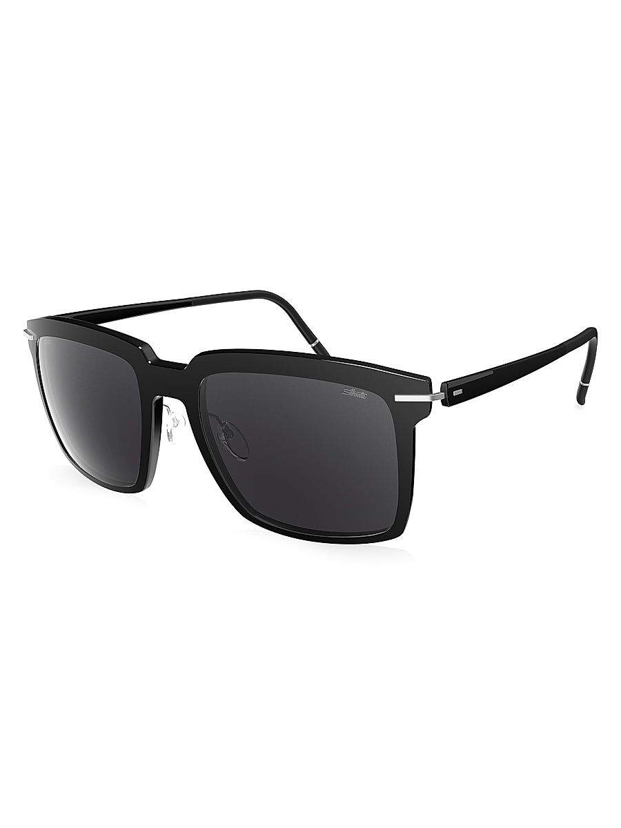 Men's Infinity Menton 55MM Rectangular Sunglasses - Black Dark Grey