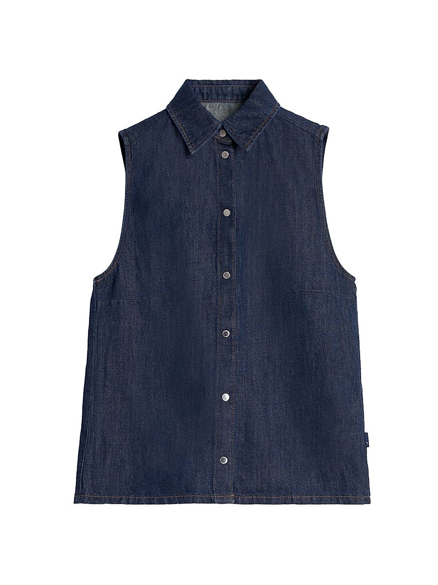 Women's Denim Sleeveless Shirt - Blossom - Size XS