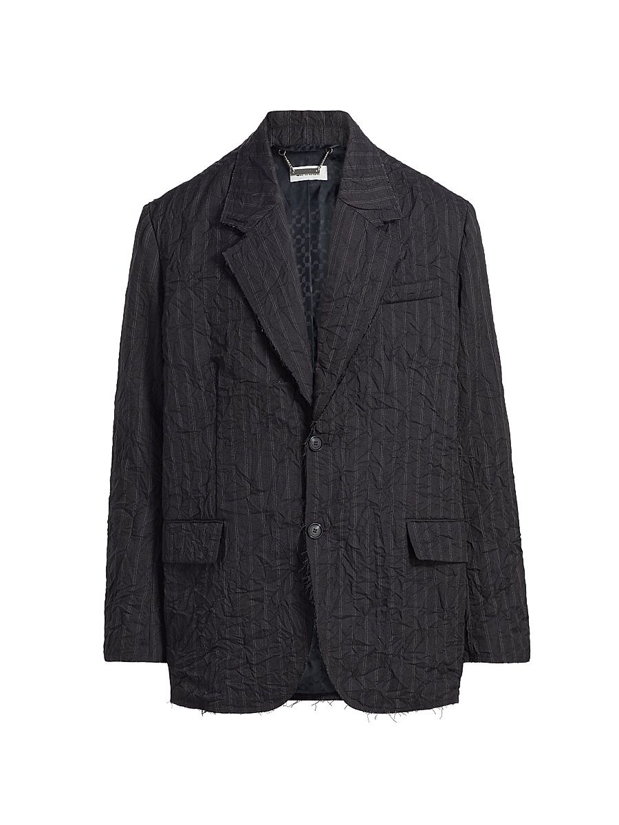 Men's Oliver Striped Textured Oversized Boxy Blazer - Charcoal - Size XL