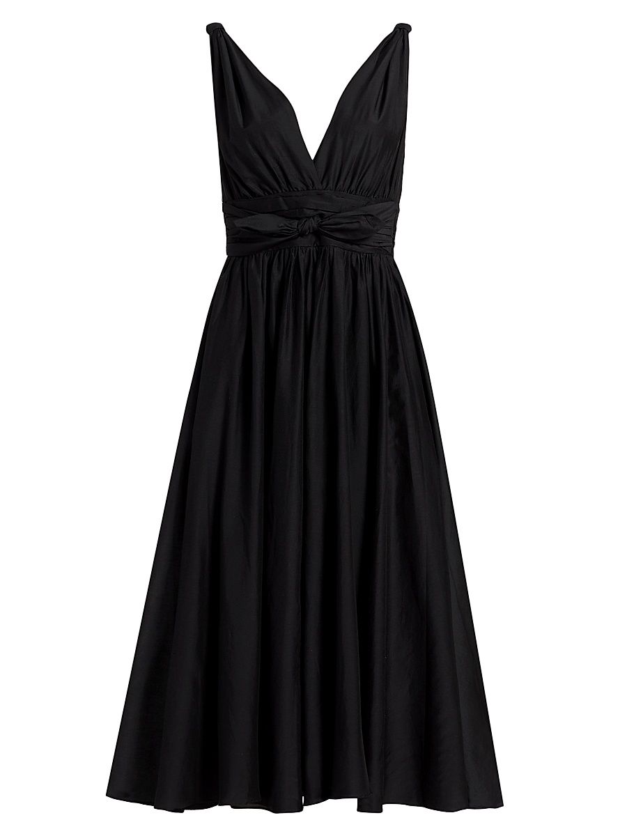 Women's Josie Cotton & Silk Midi-Dress - Black - Size 12