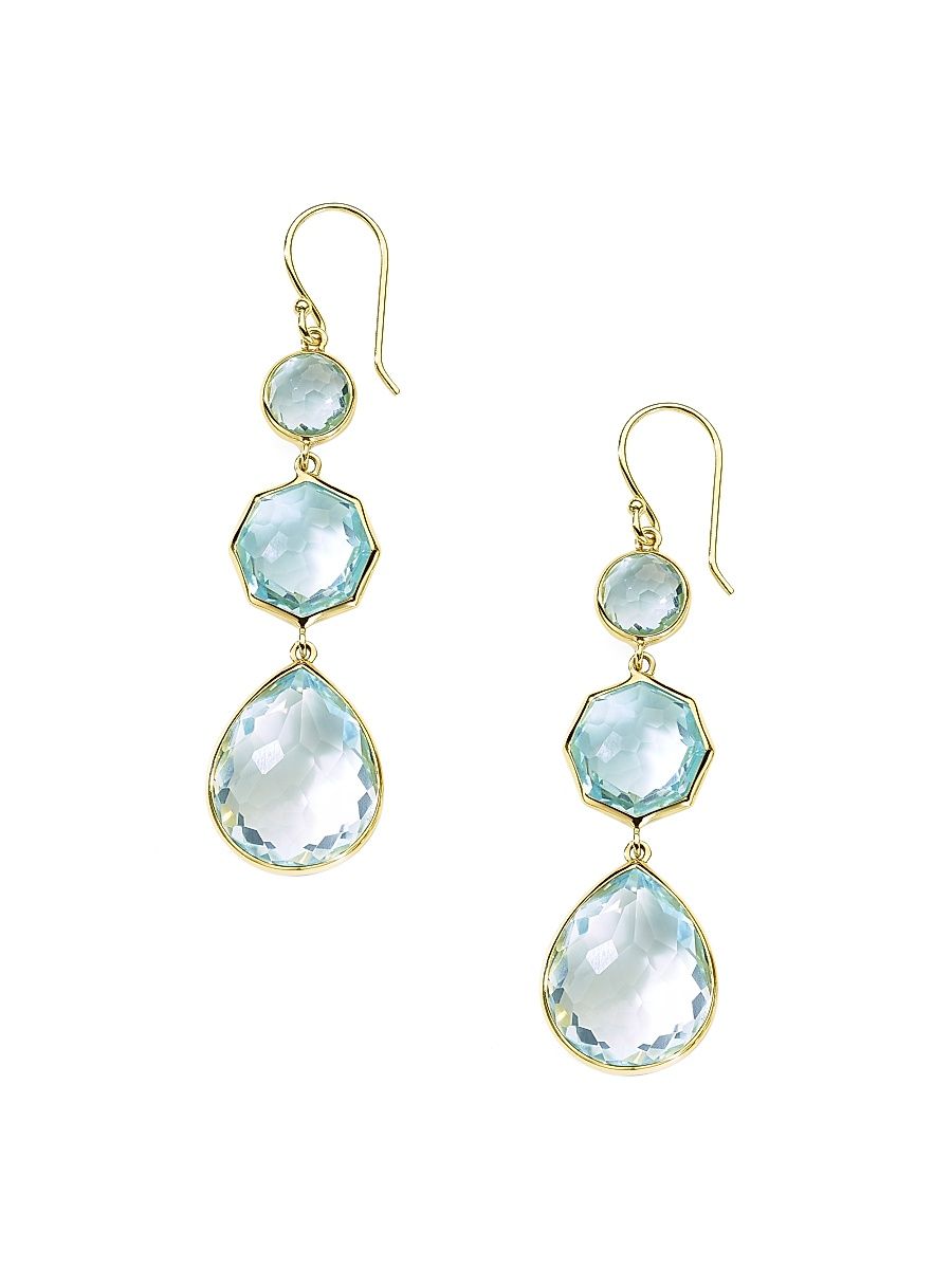 Women's Rock Candy Small Crazy 8'S 18K Green Gold & Blue Topaz Drop Earrings - Blue