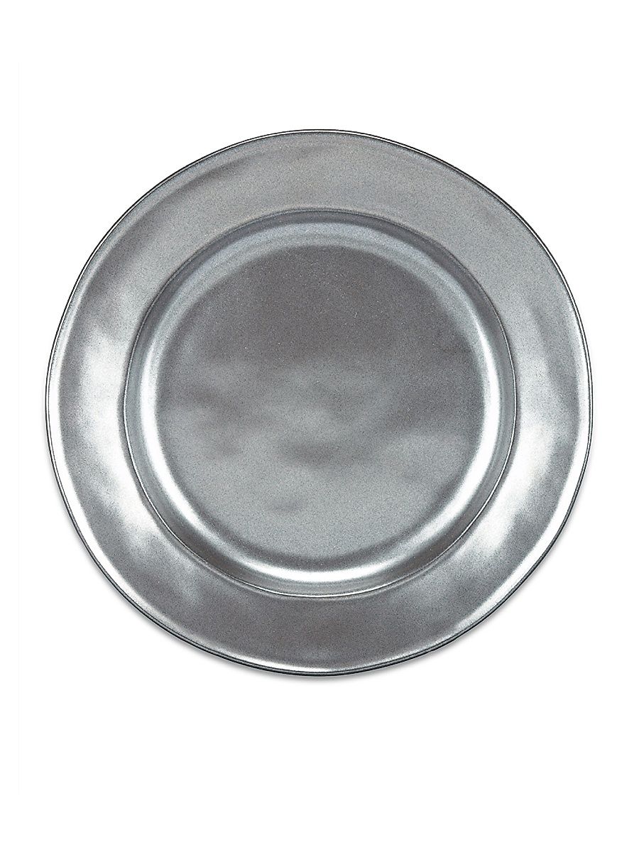 Pewter Stoneware Round Dessert Plate