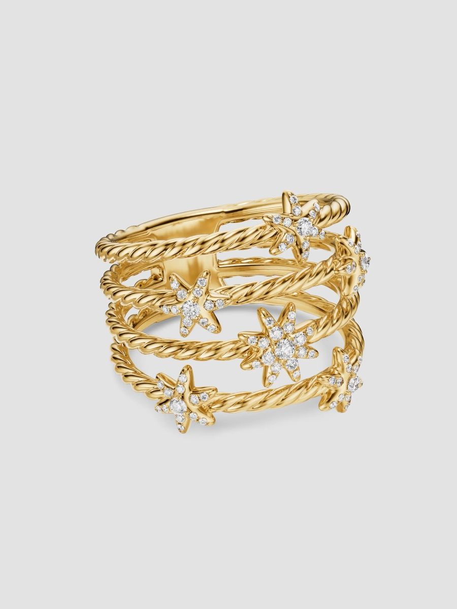 David Yurman Women's Petite Starburst Multi Row Ring in 18K Yellow Gold - Gold - Size 5