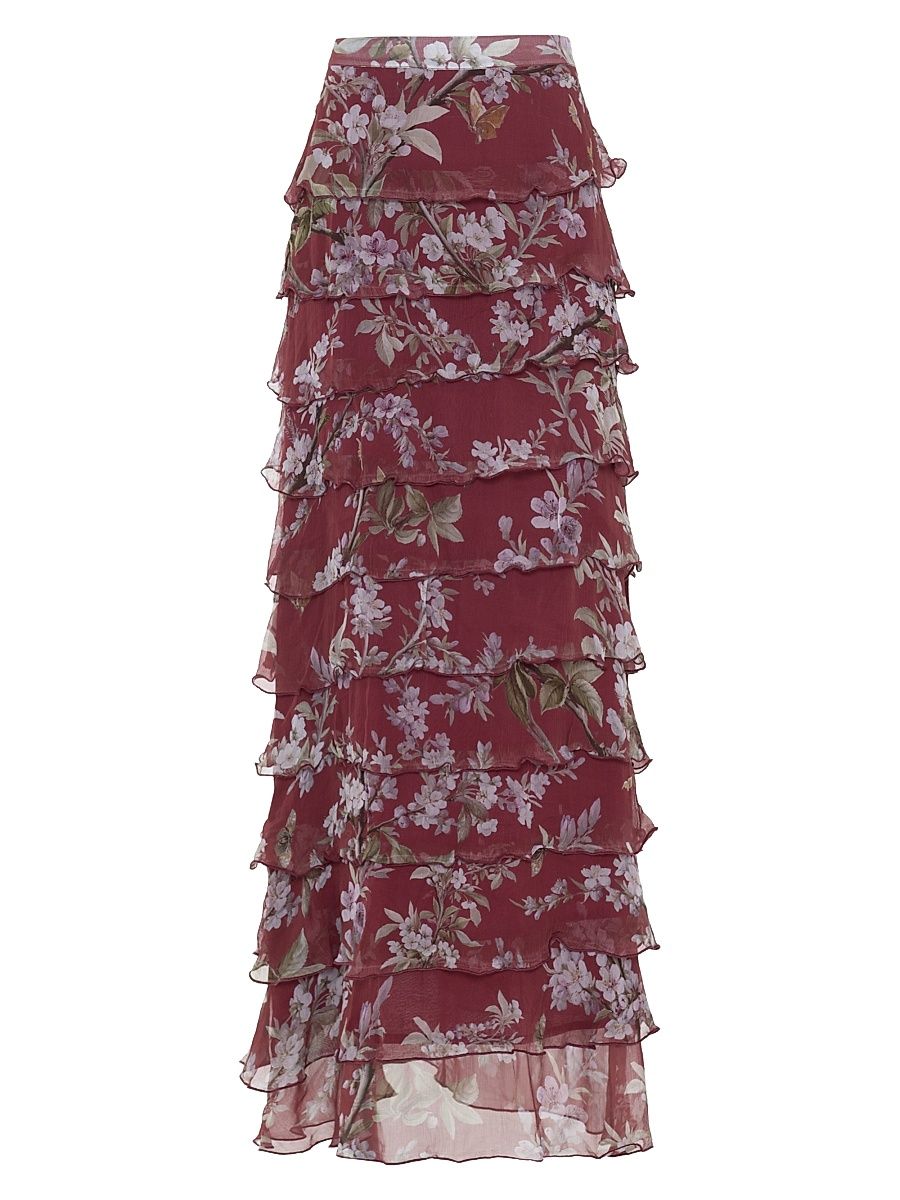 Women's Delicata Flutter Maxi Skirt - Dark Red - Size 8