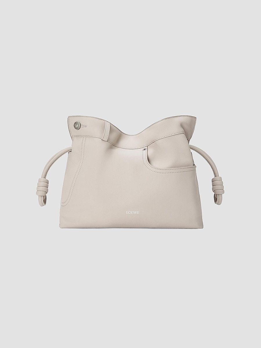 LOEWE Women's Medium Panta Flamenco Leather Clutch - Light Ghost
