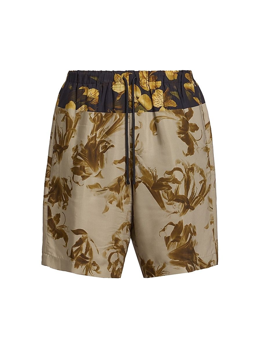 Men's Piperi Printed Drawstring Shorts - Beige - Size 32