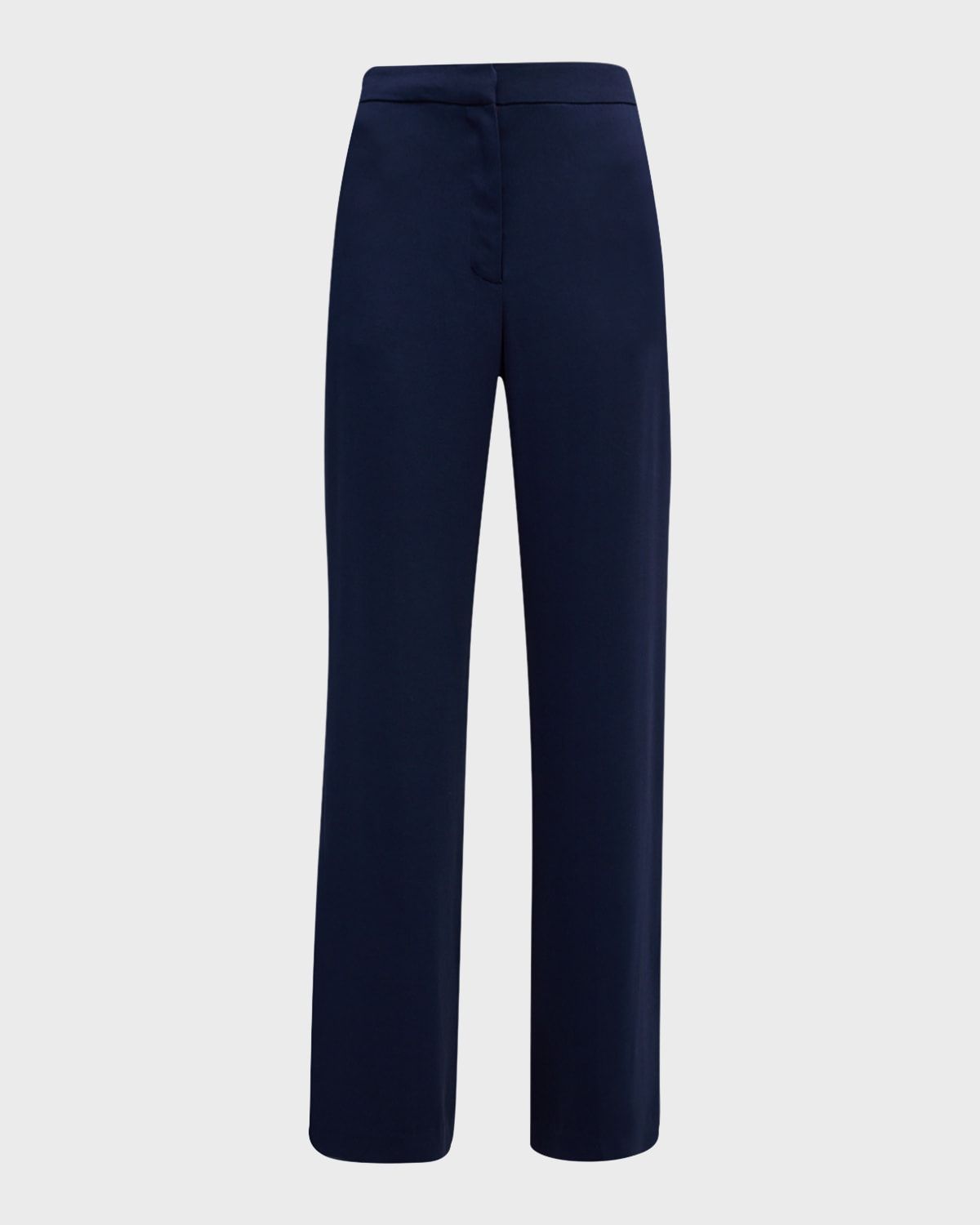 Mid-Rise Straight-Leg Stretch Crepe Pants