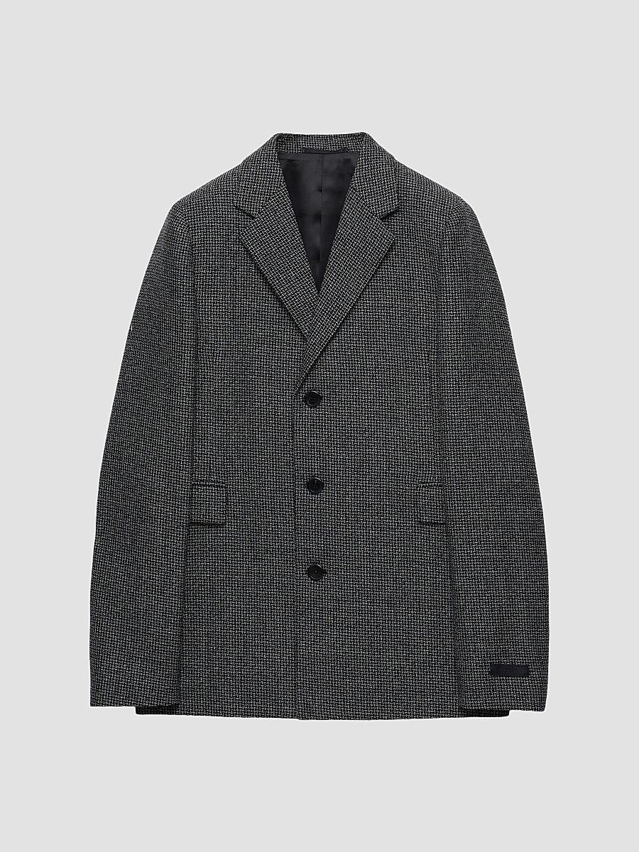 Prada Men's Single-Breasted Wool Jacket - Grey - Size 38