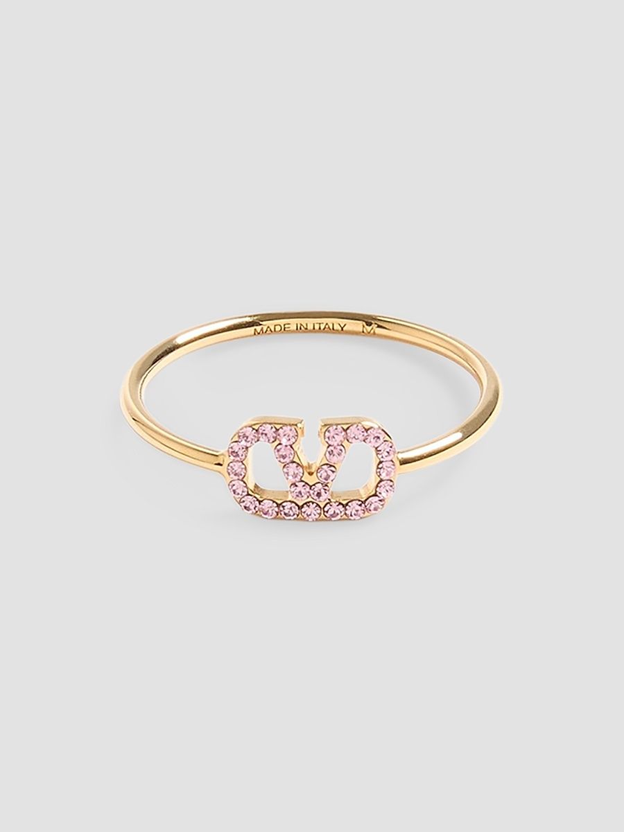 Women's VLogo Signature Metal and Swarovski Crystal Ring - Gold Pink - Size 11