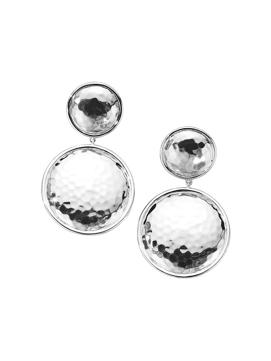 Women's Classico Snowman Sterling Silver Large Disc Drop Earrings - Classico