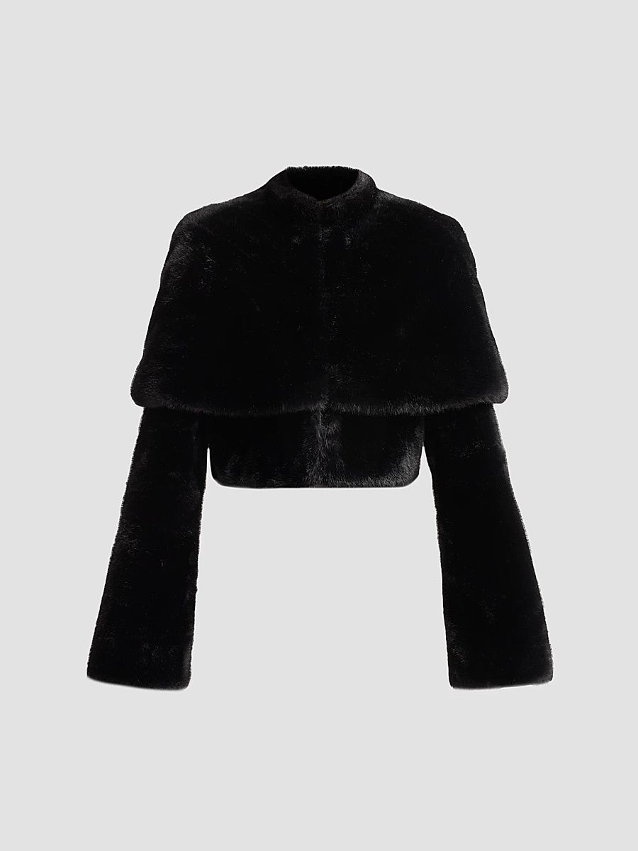 Women's Vlad Faux-Fur Crop Jacket - Black - Size XS