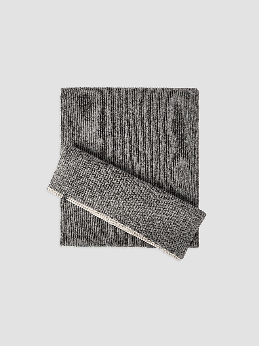 Women's Cashmere English Rib Knit Scarf with Monili - Panama