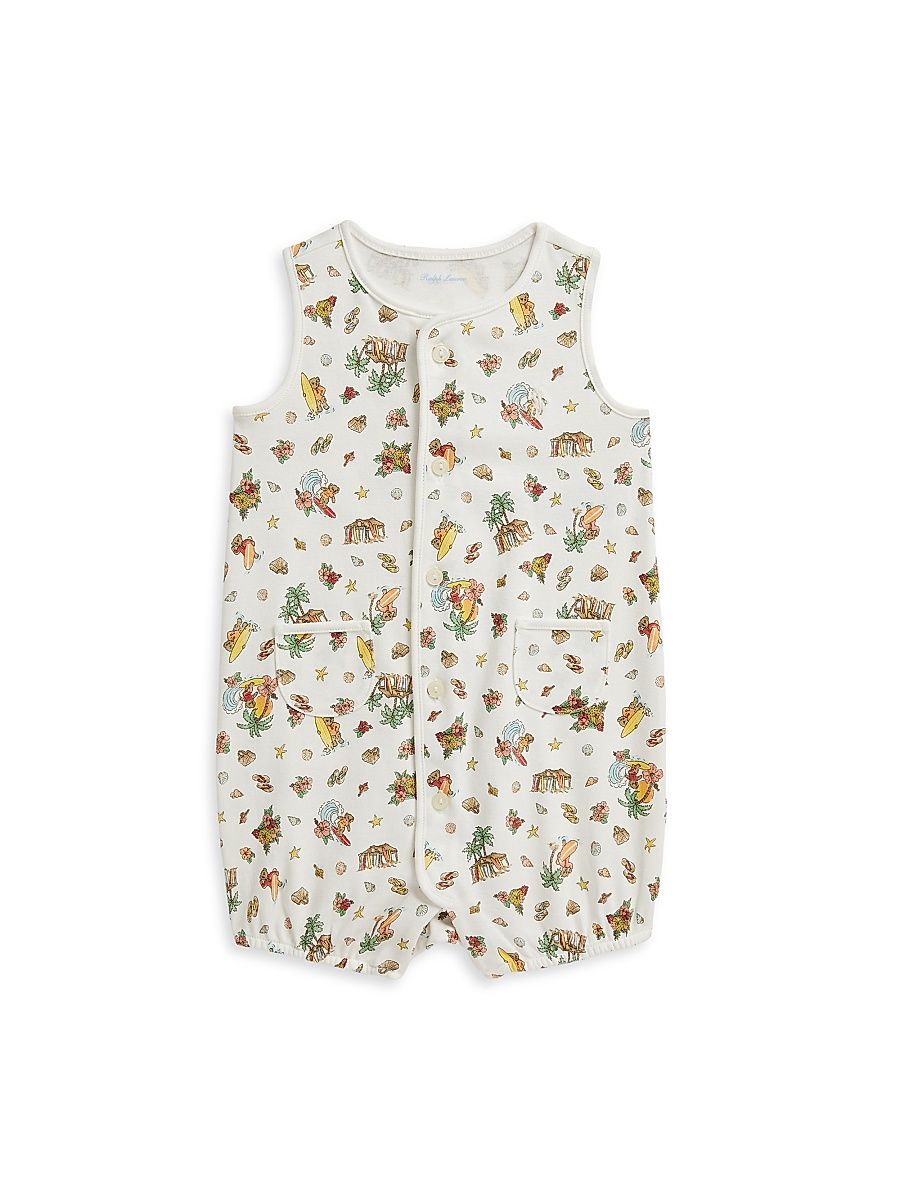 Baby's Polo Bear Tropical Cotton Shortall - Bearadise - Size 6 Months