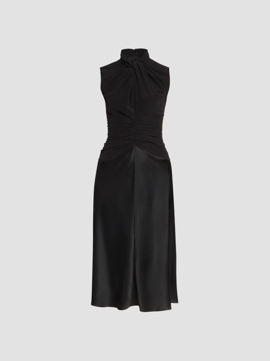 Isabel Marant Women's Delfi Ruched-Waist Silk Midi Dress - Black - Size 8