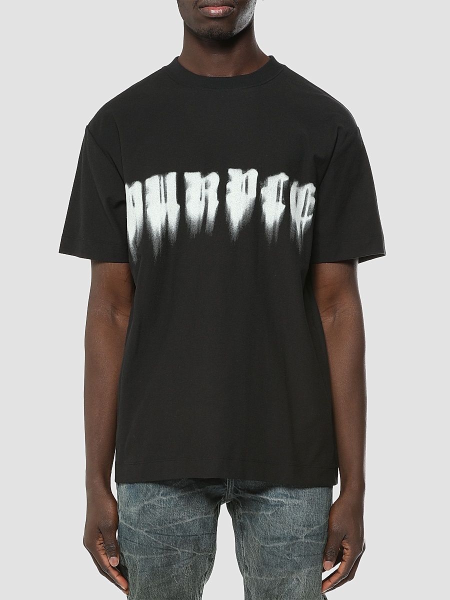 Men's Logo Textured Cotton Jersey T-Shirt - Black - Size XXL