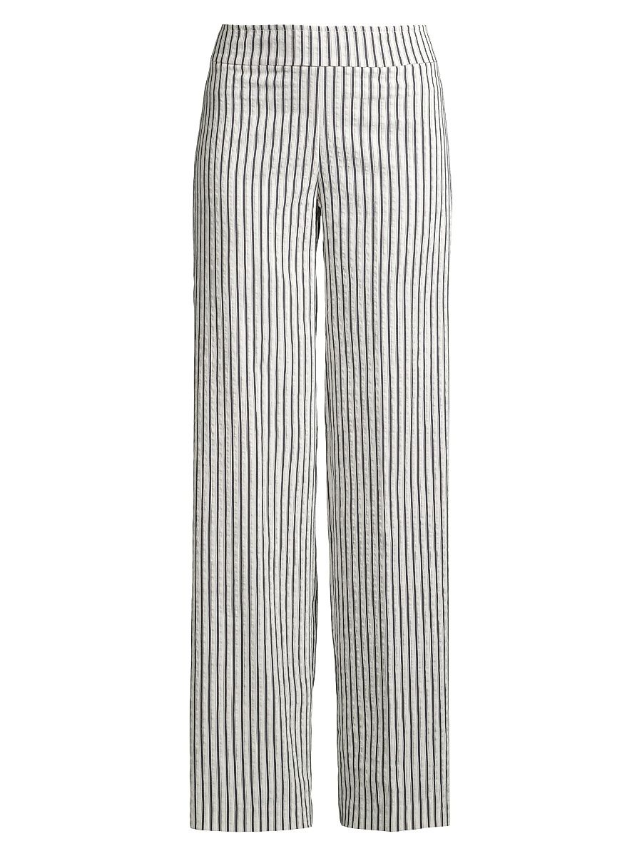 Women's Flavia Striped Wide-Leg Pants - Navy Bistro Stripe - Size 12