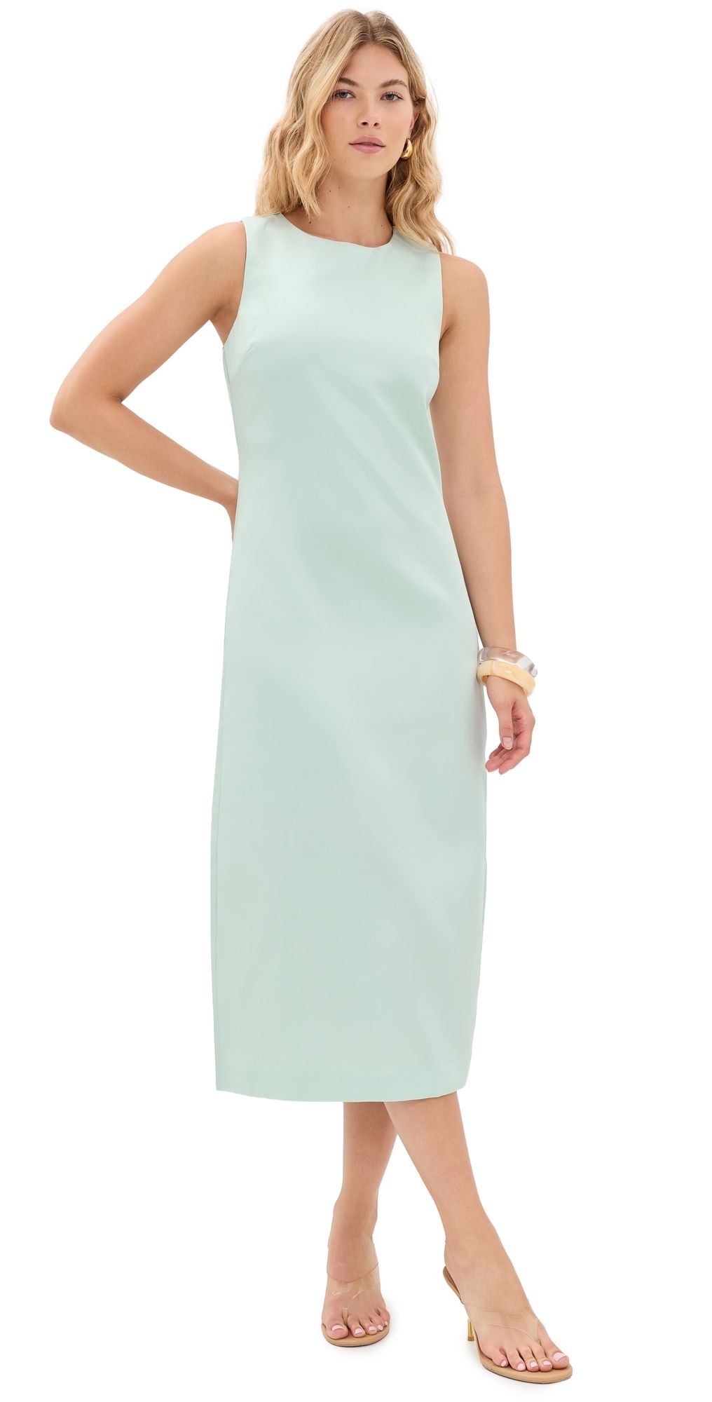 English Factory Satin Midi Dress Mint M