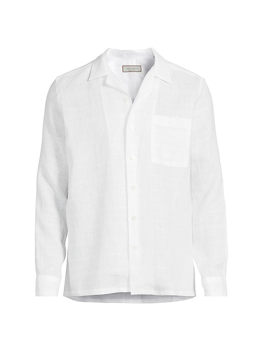 Men's Linen Modern Fit Shirt - White - Size Large