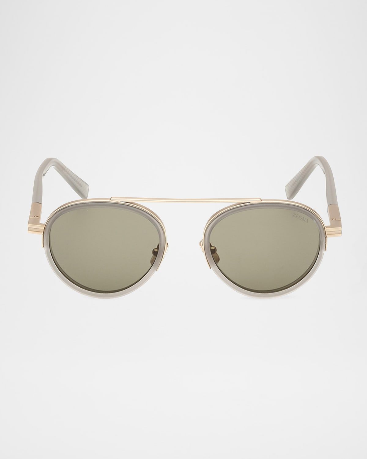 Men & apos;s ORIZZONTE II Metal-Acetate Round Sunglasses