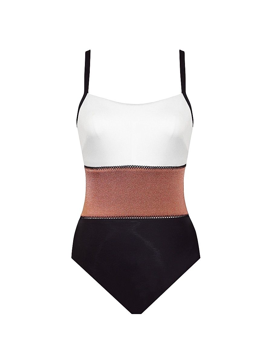 Women's Spectra Trifecta Colorblocked One-Piece Swimsuit - Bronze - Size 16