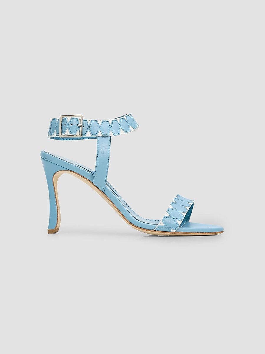 Women's Coron Geometric Leather Sandals - Blue - Size 9