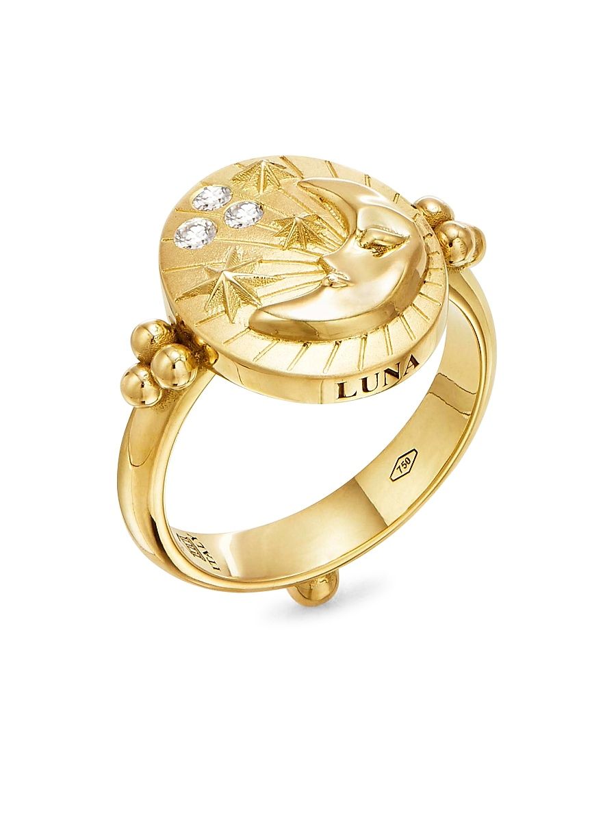 Women's Luna 18K Yellow Gold & Diamond Ring - Yellow Gold - Size 6.5