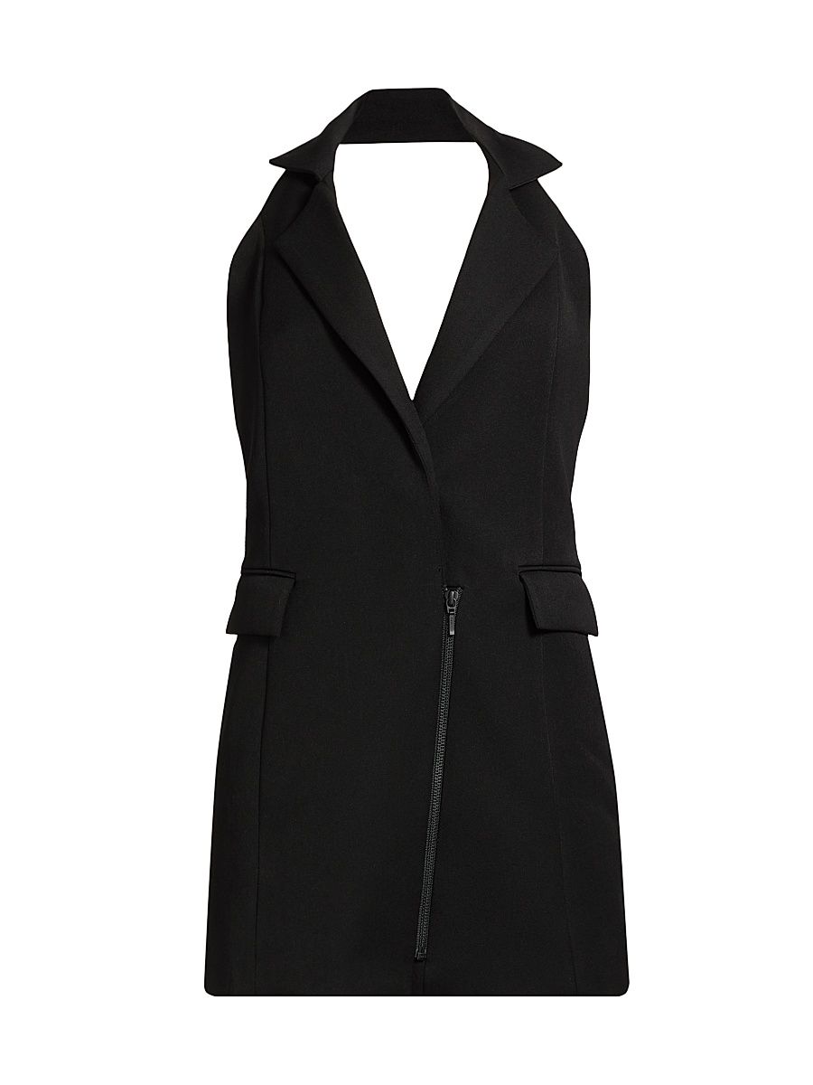 Women's Myra Tailored Halter Minidress - Black - Size Large