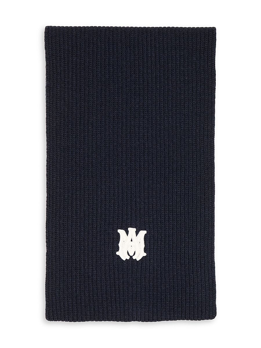 Amiri Men's Logo Virgin Wool Scarf - Midnight Blue