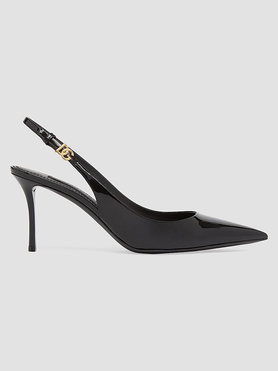 Women's Vernice 75MM Patent Leather Slingback Pumps - Nero - Size 9.5