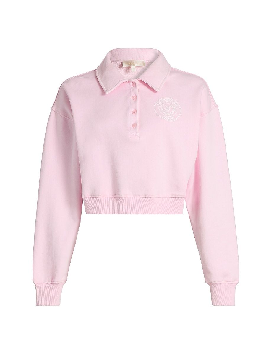 Women's Menzelle Fit Club Crop Polo Sweater - Peony Macaron - Size Large