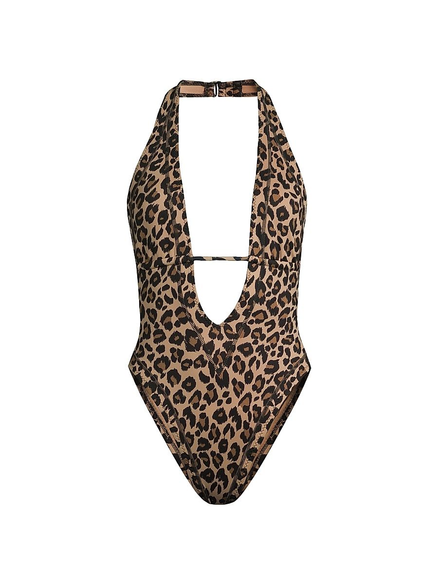 Women's Whitney Leopard One-Piece Swimsuit - Leopard - Size Large