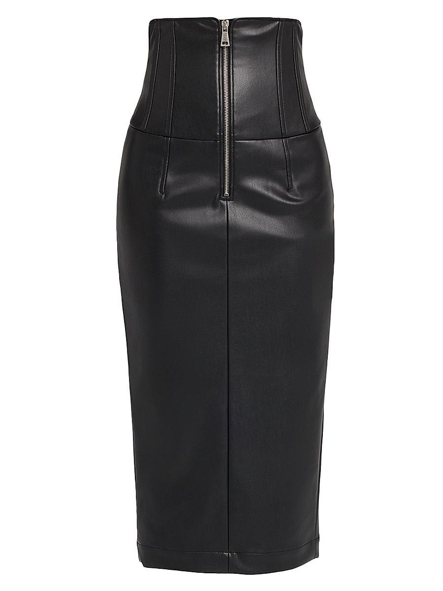 Women's Faux-Leather Corset Skirt - Black - Size 4