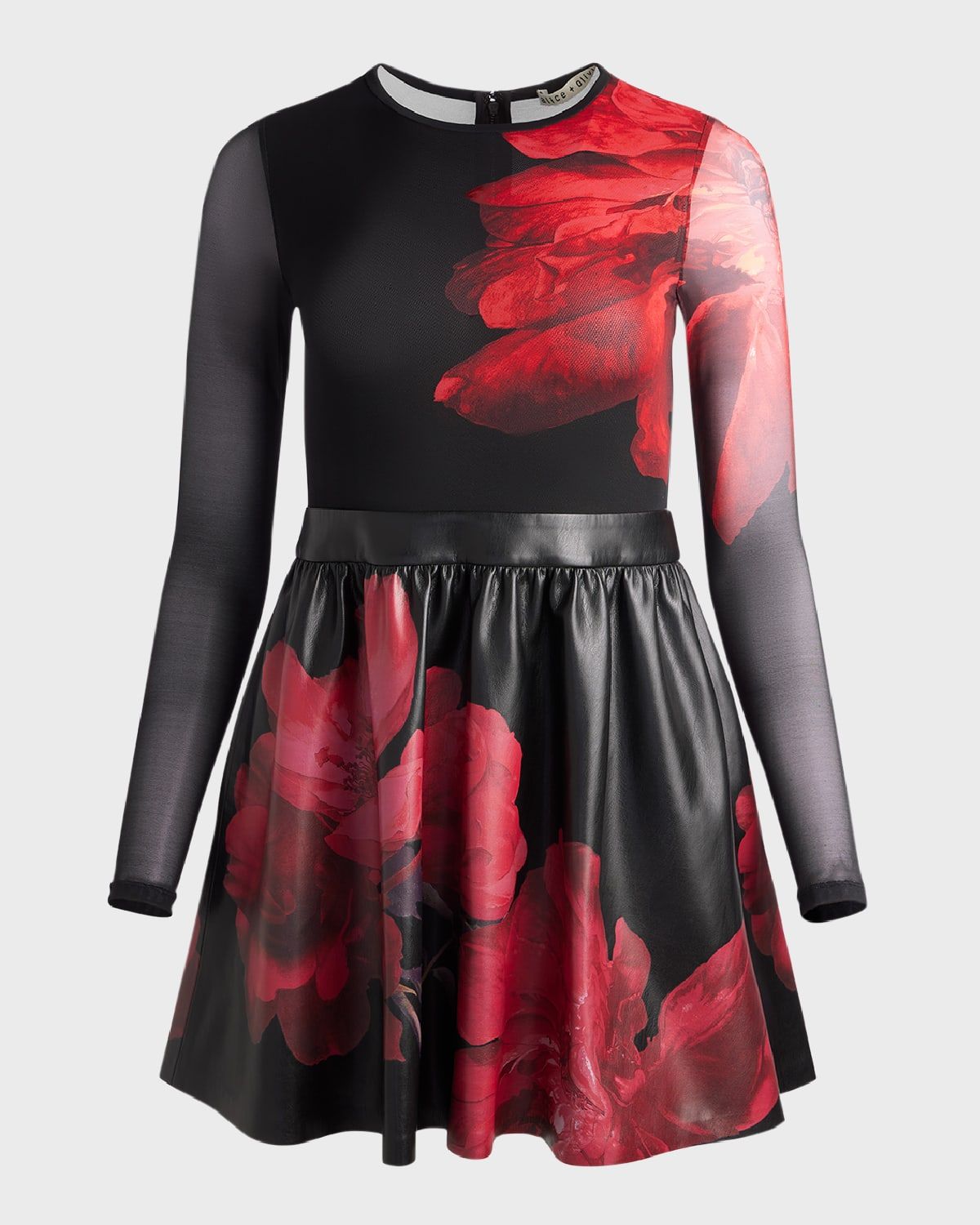 Chara Vegan Leather Crewneck Mini Dress